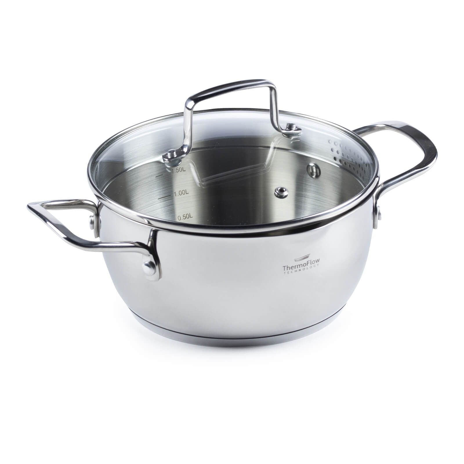 Rosmarino ocelový hrnec Pour&Cook II se skleněnou poklicí – 2,6 L, 20 cm