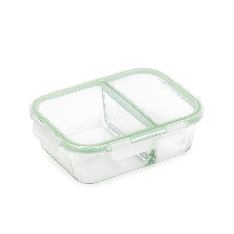 Obdélníkový skleněný pekáč s víkem a oddělovačem Rosmarino Bake&Go – 1300 ml