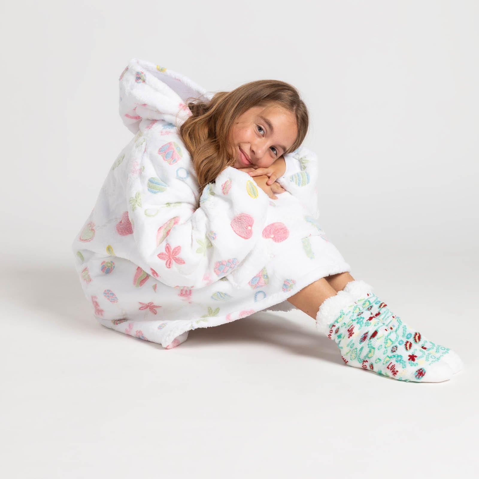 Hoodie - Dětská deka s kapucí + Dárek: Ponožky