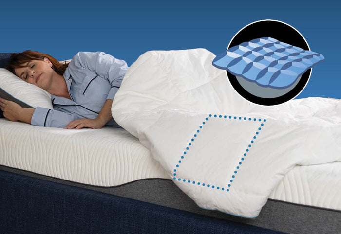 Čtvercové prošití udržuje výplň na svém místě.