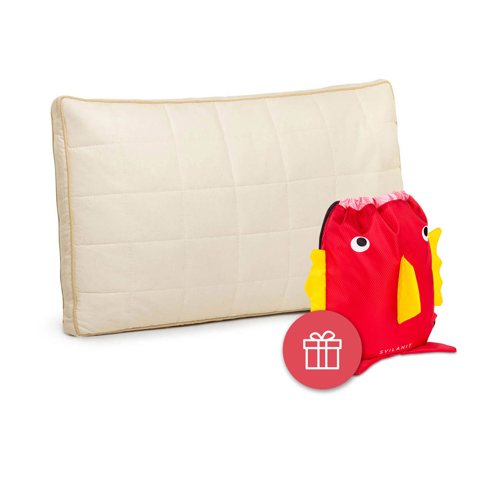 Polštář pro nejmenší Vitapur My First Pillow + DÁREK: dětský batoh se šňůrkou Fish (červená)