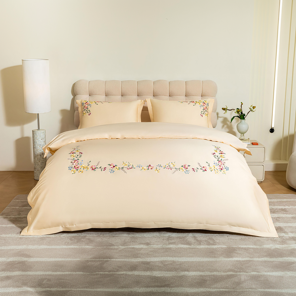 Bavlněné saténové vyšívané povlečení PREMIUM Roses