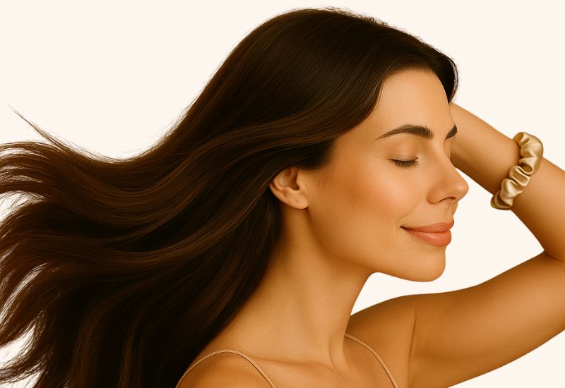 Lesklé, hladké vlasy bez krepatění.