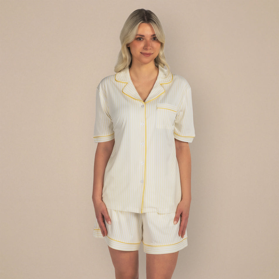 Svilanit dámské krátké pyžamo Luméa Stripes, žluté