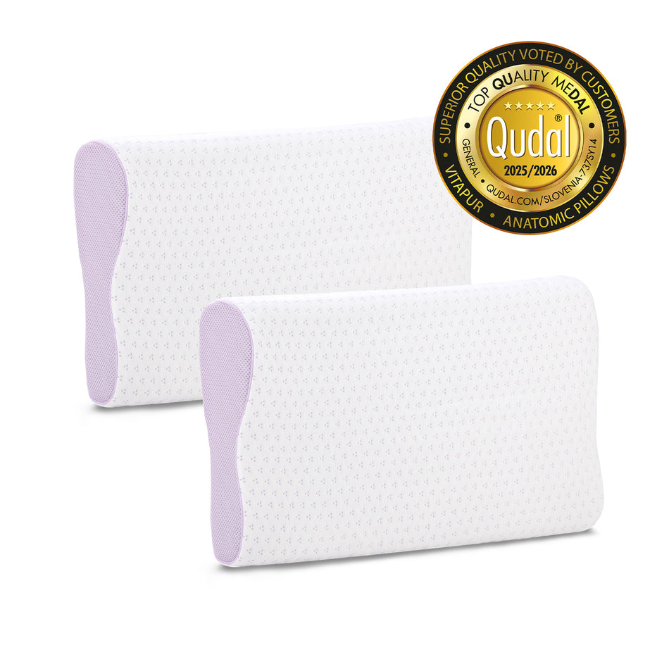 2 x anatomický polštář z paměťové pěny Lavender Memory – 30 x 50 x 7/9 cm