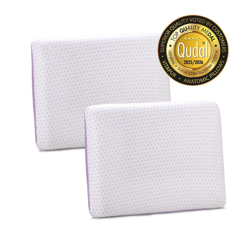 2 x klasický polštář z paměťové pěny Lavender Memory – 40 x 55 x 9 cm