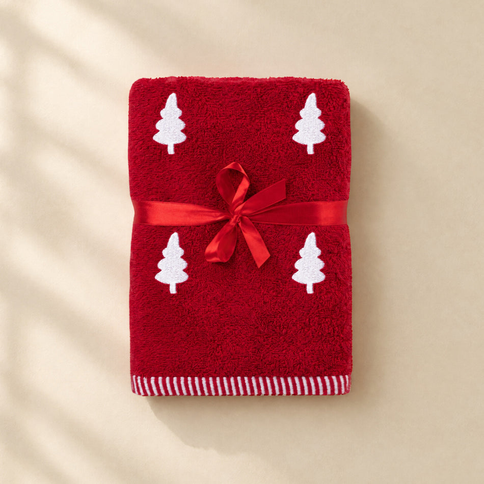 Vánoční koupelnový ručník s výšivkou Svilanit Christmas Trees – 50 x 100 cm