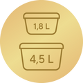 2 skleněné nádoby (4,5 l a 1,8 l)